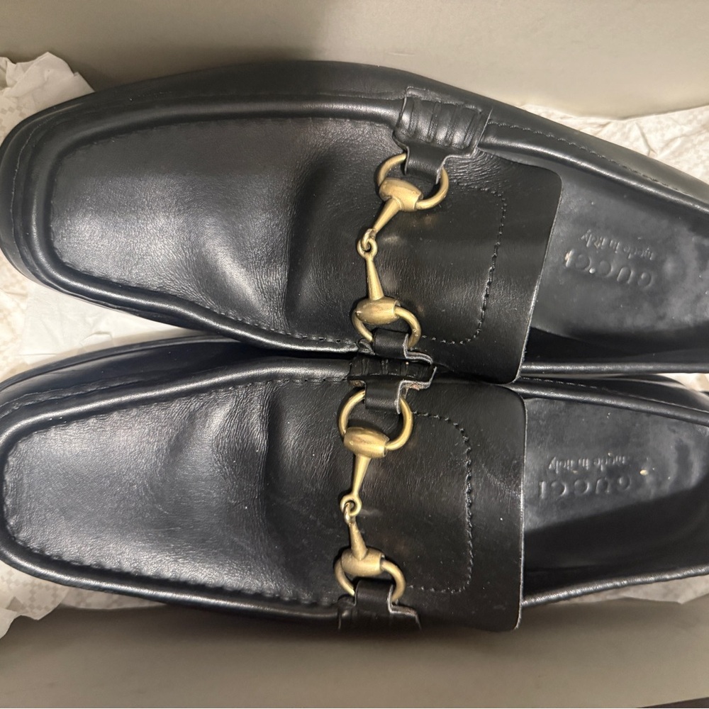 Gucci Black Leather Loafers with Gold Hardware - Picture 3 of 12